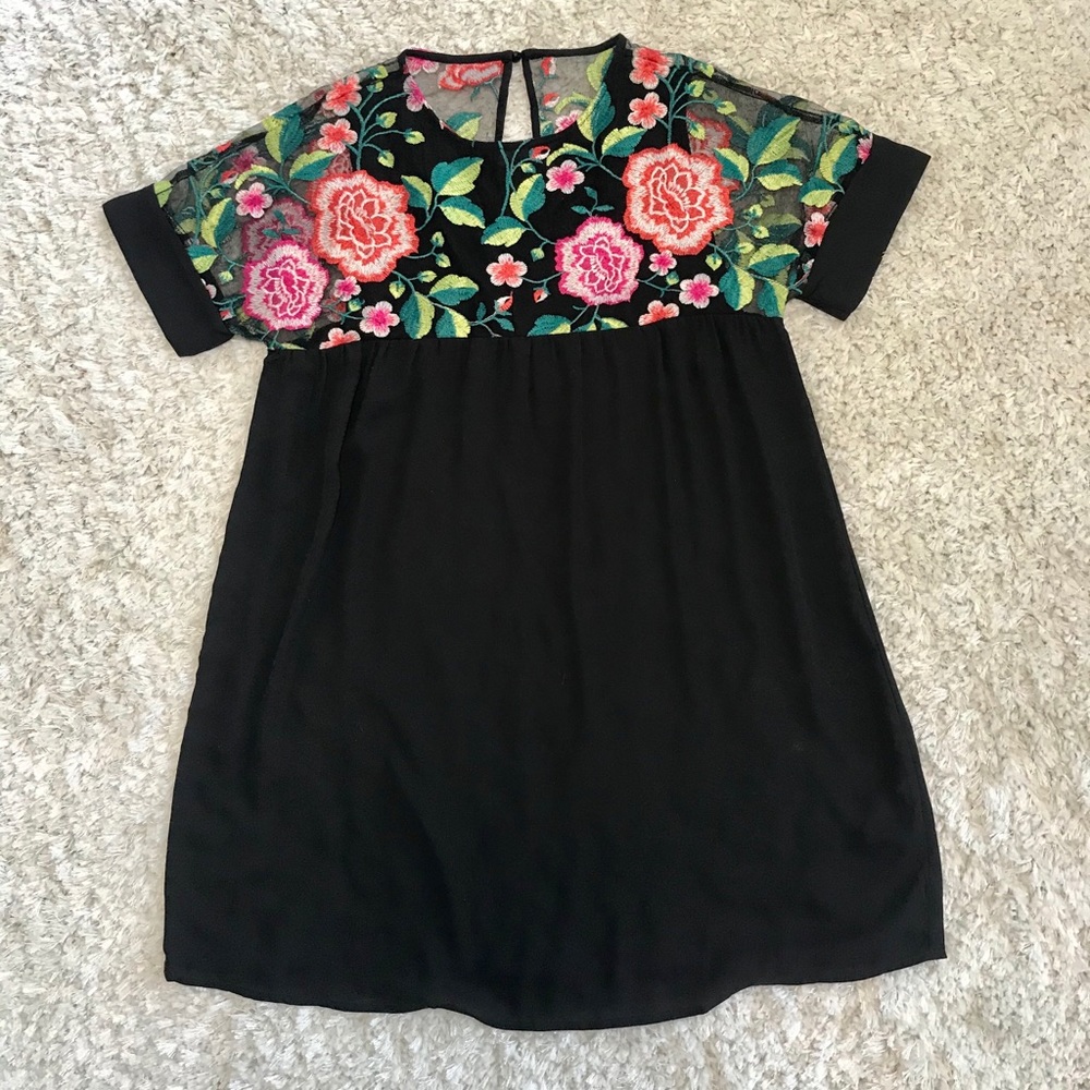 Embroidered Floral Mini Dress